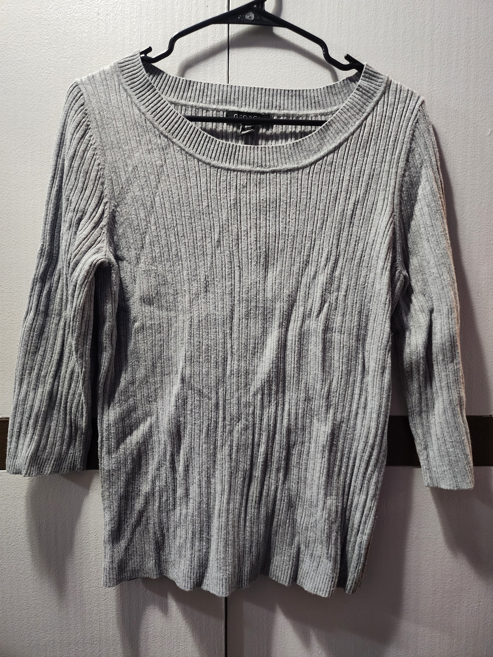 George Light Gray Ribbed Boatneck Knit Top
